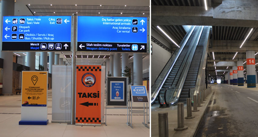 Havalimanının en alt katından otobüs ve taksilere binebilirsiniz
